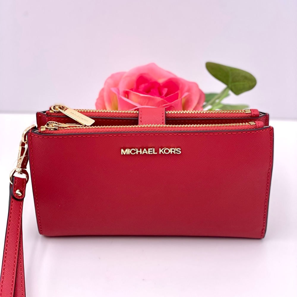 Michael Kors Large DoubleZip Wallet Wristlet Flame - Picture 3 of 10